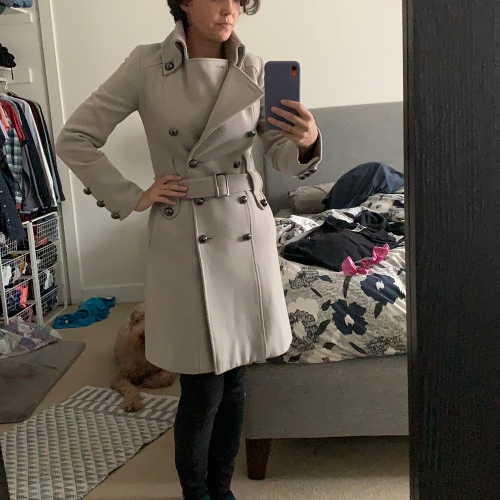 Forever New Double-Breasted Cream Coat